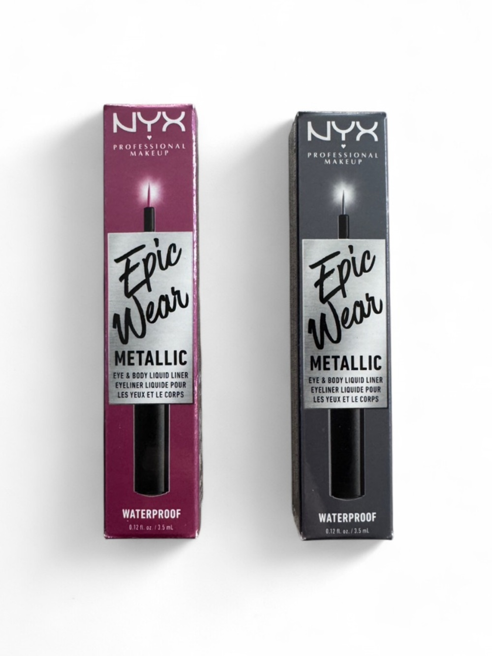 🆕 2 NYX Metallic Liquid Liners Epic Wear Waterproof in Fuschia Metal & Gunmetal